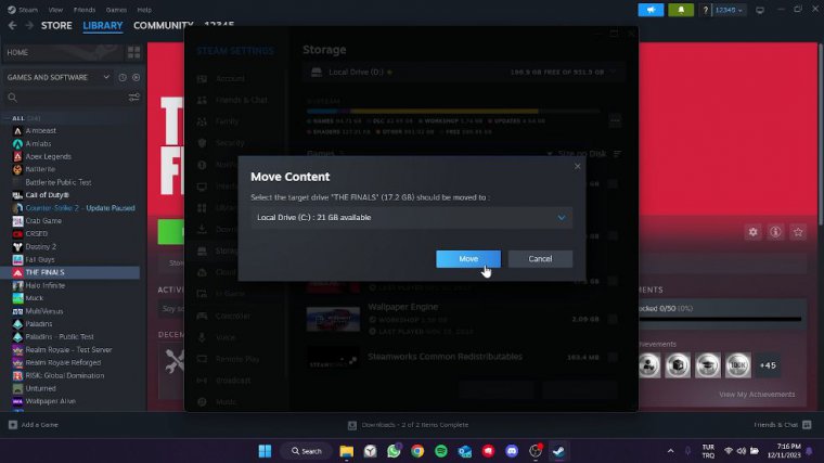 Move the finals to another disk
